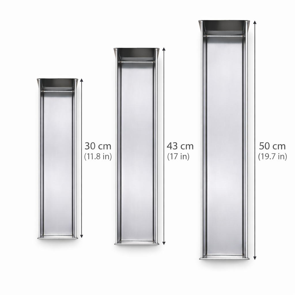 Comparison of 3 professional rectangular stainless steel terrine mold sizes