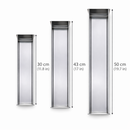 Comparison of 3 professional rectangular stainless steel terrine mold sizes