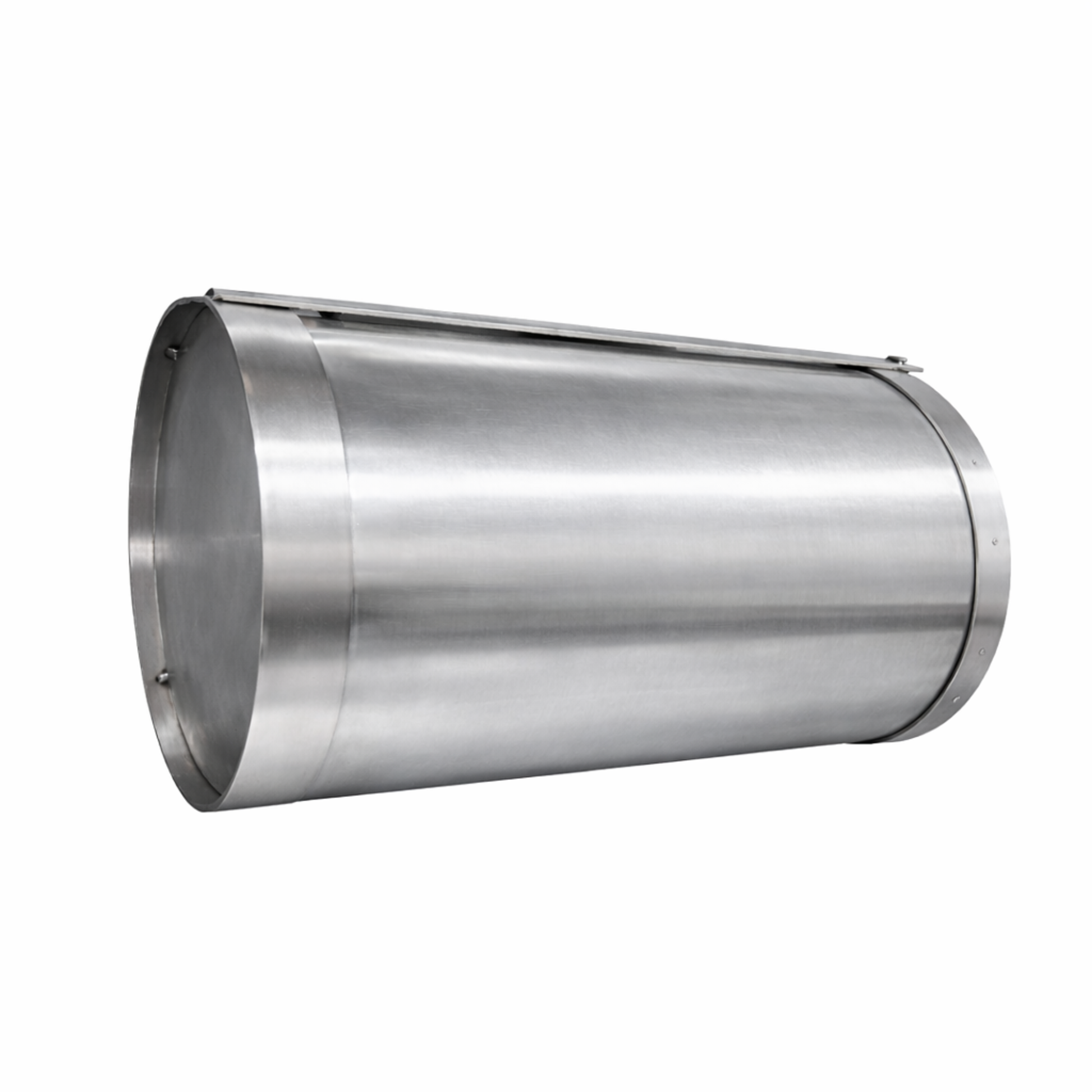 Bottom view of the heavy-duty 10L stainless steel well bucket, showing the integrated rapid-fill valve.