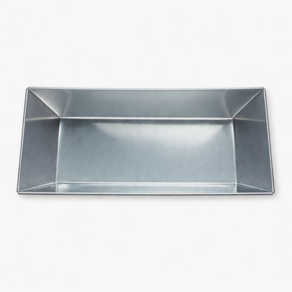 Top-down view of a deep stainless steel baking mold showing the large interior capacity. Perfect dimensions for meatloaf, casseroles, or large family-size breads. Seamless hygiene-friendly corners.
