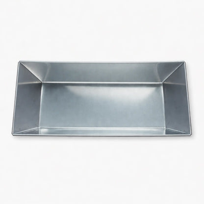 Top-down view of a deep stainless steel baking mold showing the large interior capacity. Perfect dimensions for meatloaf, casseroles, or large family-size breads. Seamless hygiene-friendly corners.