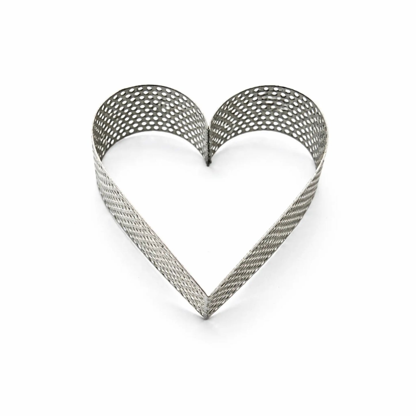 Perforated stainless steel heart pastry ring AISI 304 for baking tarts and desserts