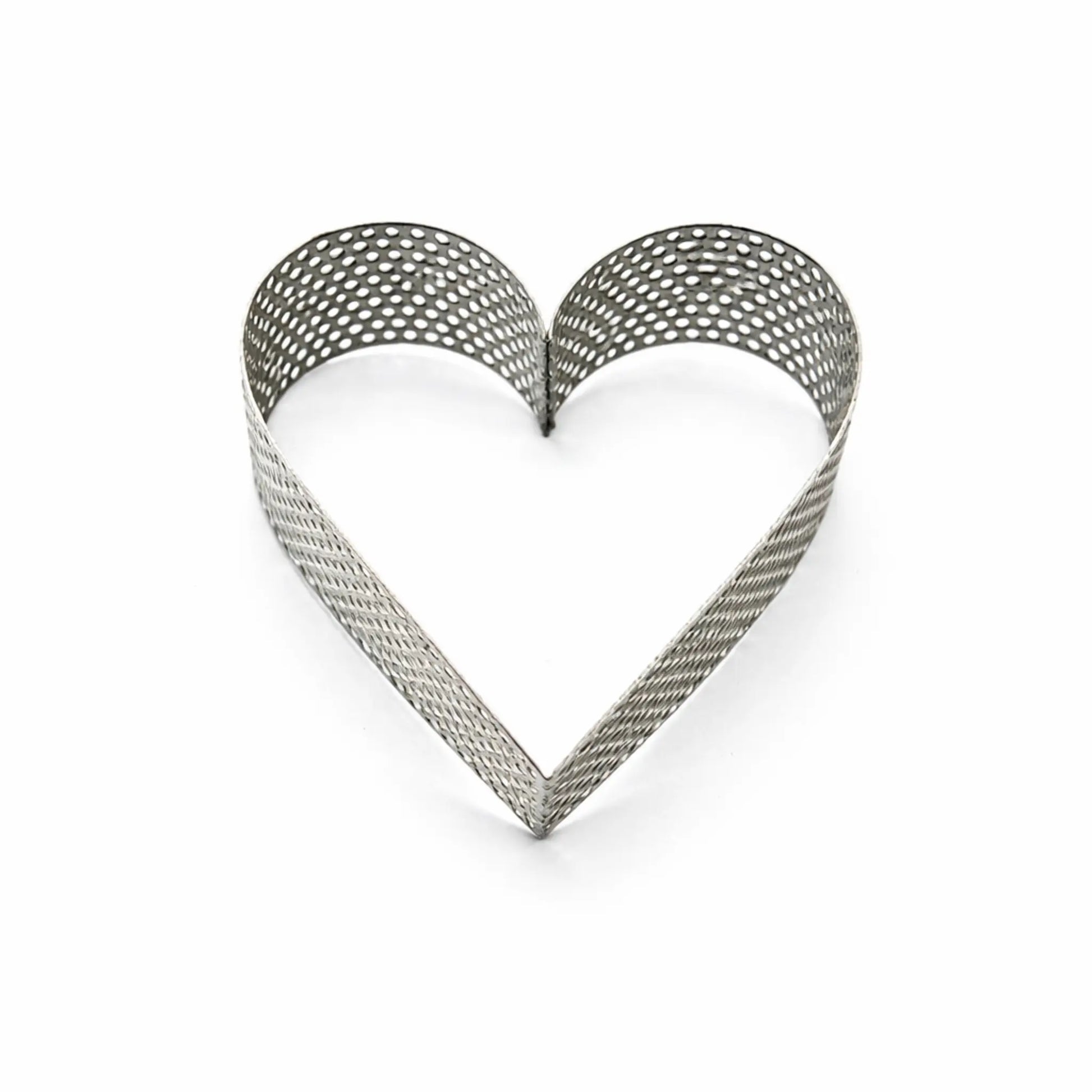 Perforated stainless steel heart pastry ring AISI 304 for baking tarts and desserts