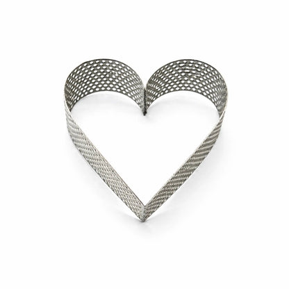 Perforated stainless steel heart pastry ring AISI 304 for baking tarts and desserts