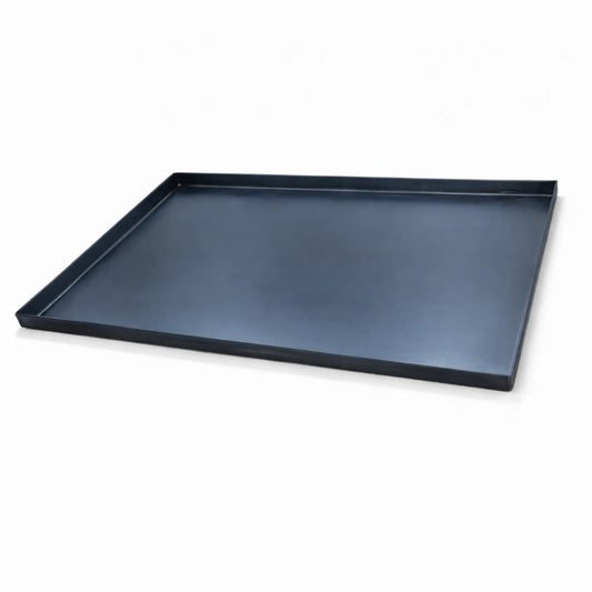 Professional black steel baking tray for bakery use, 600x400x20 mm