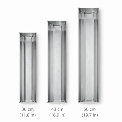 Comparison of 3 professional trapezoidal stainless steel terrine mold sizes