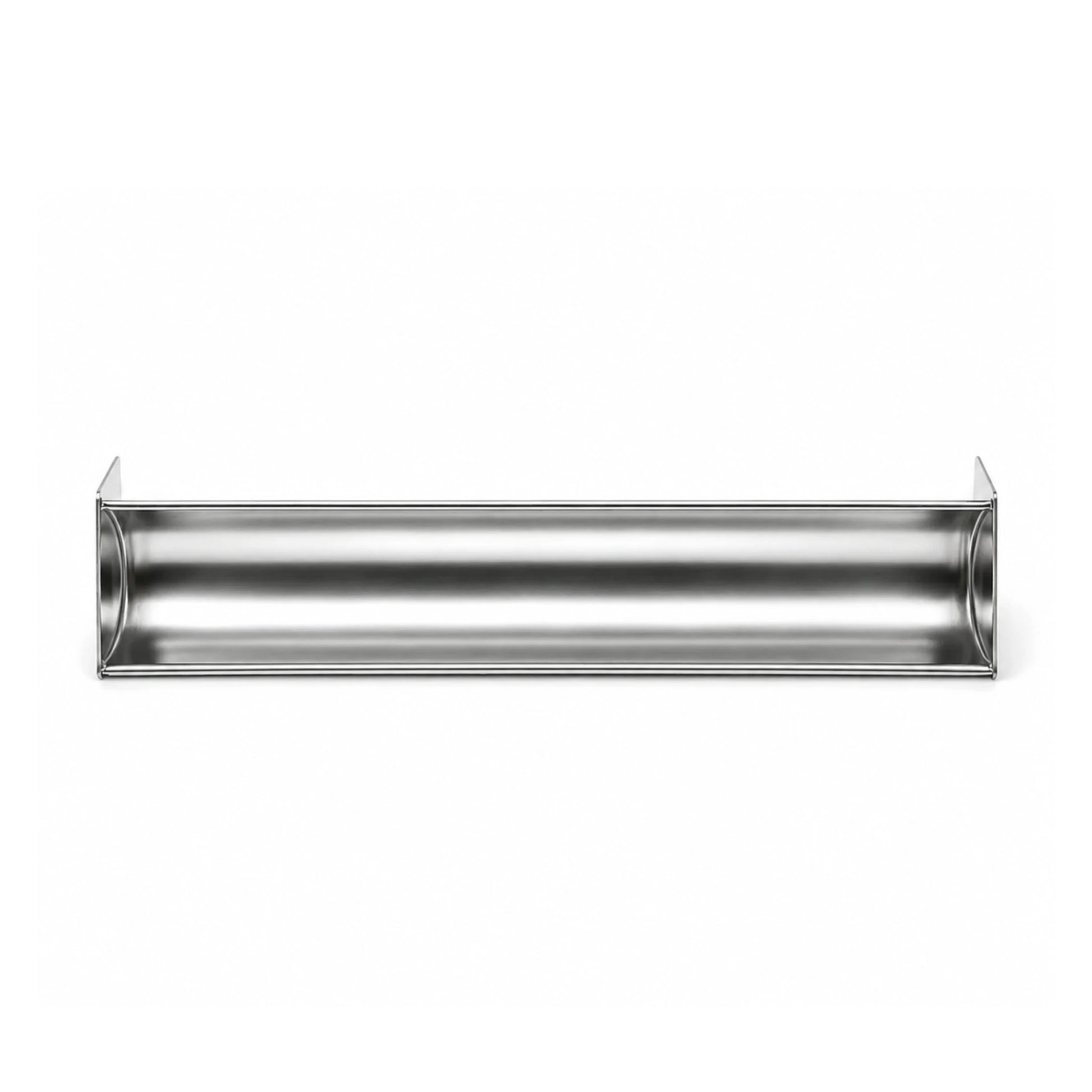Top view of a professional semicircle stainless steel terrine mold, designed for creating uniform rounded pâtés and appetizers.