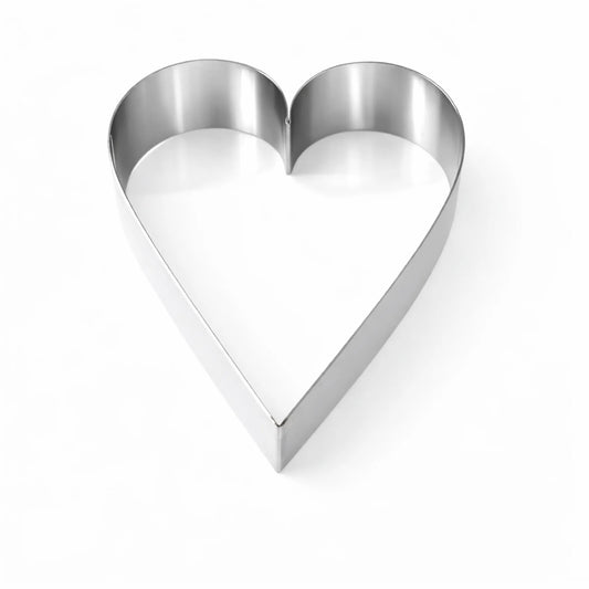 Stainless steel heart pastry ring solid AISI 304 for shaping cakes and desserts on white background