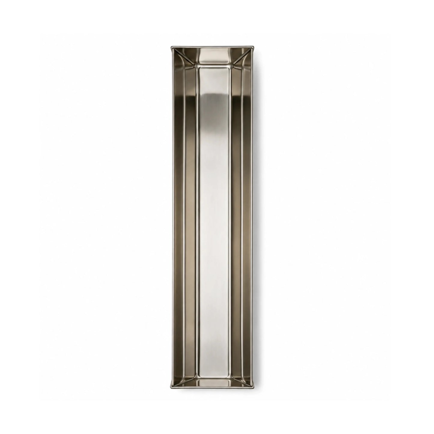 Top view of a professional trapezoid stainless steel terrine mold, ideal for creating perfectly shaped pâtés and terrines.