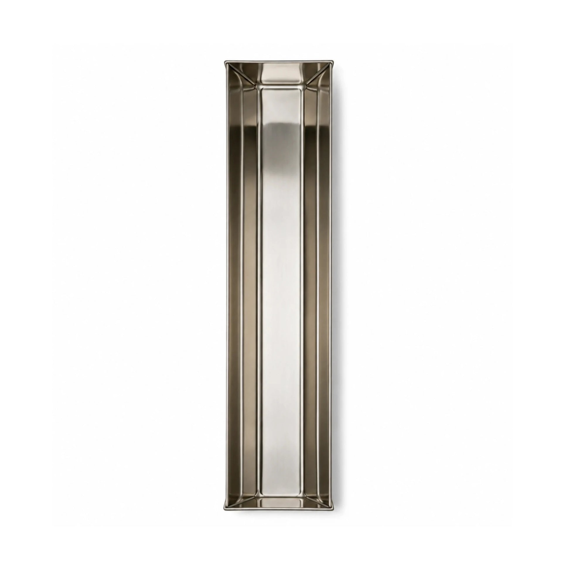 Top view of a professional trapezoid stainless steel terrine mold, ideal for creating perfectly shaped pâtés and terrines.